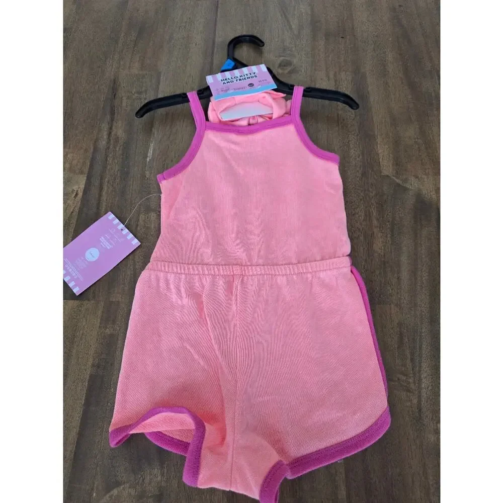 Hello Kitty & Friends Baby Girls Graphic Romper W/ Matching Bow Headband 24 MON